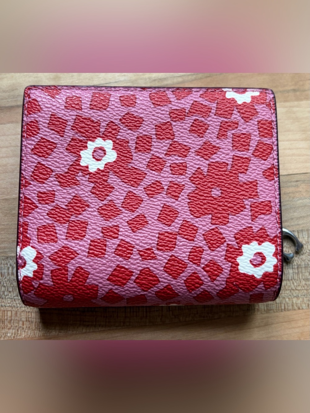 Coach Pink & Red Floral Snap Wallet - Picture 3 of 8